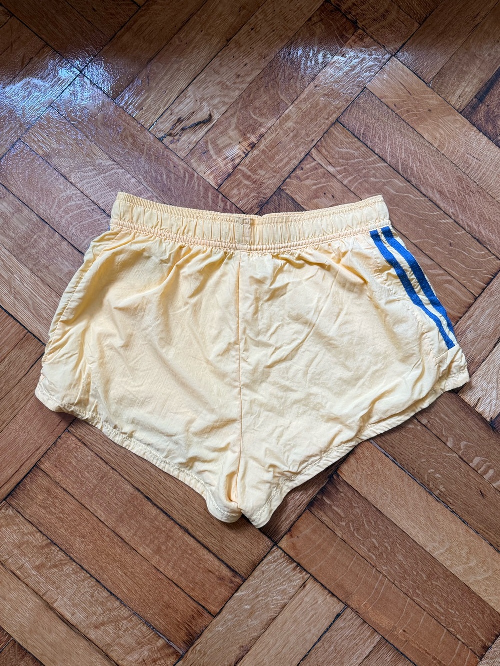 adidas Yellow Mesh-Lined Athletic Shorts - Picture 4 of 5